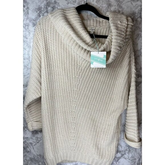 UMGEE Sweaters - Umgee Sweater Womens Small Beige Cowl Neck Long Sleeve Knit Beach Boho/oversized